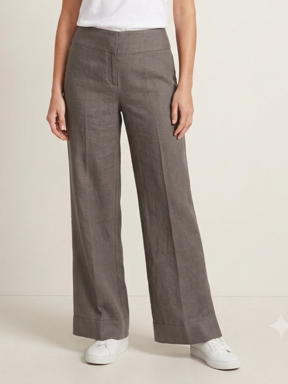 Eileen Fisher Gray Linen Straight Leg Trouser Pants - 4, fits larger!